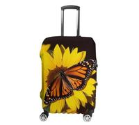 Rkklvbns Butterflys on The Sunflowers Luggage Cover for Travel, Washable Suitcase Protector for Home, Anti Scratch Luggage Covers with Zippers on Both Sides, Stretchable Outdoor Accessories, white
