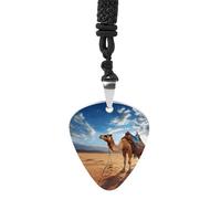 Rkklvbns Camel Sky Guitar Pick Holder Necklace for Women, Personalized Bass Pick Pendant for Men, Rock Music Picks Necklace with Chain for Party, Music Inspired Gift