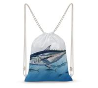 Rkklvbns Canvas Drawstring Bluefin Tuna Thunnus Backpack for Gym, Personalized Sport Pack Bags for Travel, Shopping