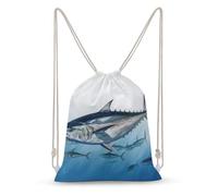 Rkklvbns Canvas Drawstring Bluefin Tuna Thunnus Backpack for Gym, Personalized Sport Pack Bags for Travel, Shopping