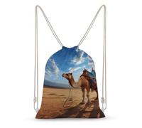 Rkklvbns Canvas Drawstring Camel Sky Backpack for Gym, Personalized Sport Pack Bags for Travel, Shopping