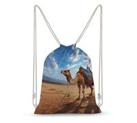 Rkklvbns Canvas Drawstring Camel Sky Backpack for Gym, Personalized Sport Pack Bags for Travel, Shopping