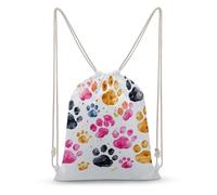 Rkklvbns Canvas Drawstring Colorful Dog Paws Backpack for Gym, Personalized Sport Pack Bags for Travel, Shopping