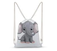 Rkklvbns Canvas Drawstring Cute Cartoon Elephant Backpack for Gym, Personalized Sport Pack Bags for Travel, Shopping, White, 35x50cm, Canvas Drawstring Backpack