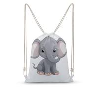 Rkklvbns Canvas Drawstring Cute Cartoon Elephant Backpack for Gym, Personalized Sport Pack Bags for Travel, Shopping, White, 30x40cm, Canvas Drawstring Backpack