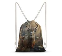 Rkklvbns Canvas Drawstring Deer Hunting Season Backpack for Gym, Personalized Sport Pack Bags for Travel, Shopping