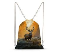 Rkklvbns Canvas Drawstring Deer in The Grass Backpack for Gym, Personalized Sport Pack Bags for Travel, Shopping, White, 35x50cm, Canvas Drawstring Backpack