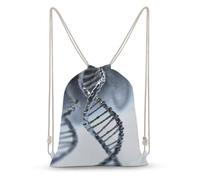Rkklvbns Canvas Drawstring DNA Chain Photo Backpack for Gym, Personalized Sport Pack Bags for Travel, Shopping, White, 30x40cm, Canvas Drawstring Backpack