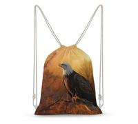 Rkklvbns Canvas Drawstring Golden Sunset Bald Eagle Backpack for Gym, Personalized Sport Pack Bags for Travel, Shopping, White, 30x40cm, Canvas Drawstring Backpack