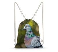 Rkklvbns Canvas Drawstring Grey Pigeon Backpack for Gym, Personalized Sport Pack Bags for Travel, Shopping