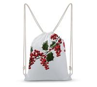 Rkklvbns Canvas Drawstring Holly Berry Branches Backpack for Gym, Personalized Sport Pack Bags for Travel, Shopping