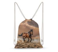 Rkklvbns Canvas Drawstring Horses Running in Desert Storm Backpack for Gym, Personalized Sport Pack Bags for Travel, Shopping