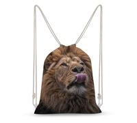 Rkklvbns Canvas Drawstring Lion Sticks Out Tongue Backpack for Gym, Personalized Sport Pack Bags for Travel, Shopping