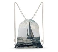 Rkklvbns Canvas Drawstring Ocean Sailing Backpack for Gym, Personalized Sport Pack Bags for Travel, Shopping