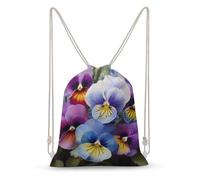 Rkklvbns Canvas Drawstring Pansy Perfection Backpack for Gym, Personalized Sport Pack Bags for Travel, Shopping