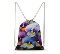 Rkklvbns Canvas Drawstring Pansy Perfection Backpack for Gym, Personalized Sport Pack Bags for Travel, Shopping