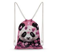 Rkklvbns Canvas Drawstring Pink Panda Cotton Backpack for Gym, Personalized Sport Pack Bags for Travel, Shopping