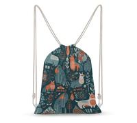 Rkklvbns Canvas Drawstring Scandinavian Animals Backpack for Gym, Personalized Sport Pack Bags for Travel, Shopping, White, 35x50cm, Canvas Drawstring Backpack