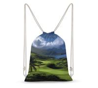 Rkklvbns Canvas Drawstring Scenic Hawaii Golf Tropical Backpack for Gym, Personalized Sport Pack Bags for Travel, Shopping