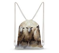 Rkklvbns Canvas Drawstring Sheeps Watercolor Backpack for Gym, Personalized Sport Pack Bags for Travel, Shopping