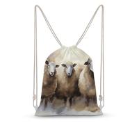 Rkklvbns Canvas Drawstring Sheeps Watercolor Backpack for Gym, Personalized Sport Pack Bags for Travel, Shopping