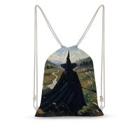 Rkklvbns Canvas Drawstring The Witch of Darkness Backpack for Gym, Personalized Sport Pack Bags for Travel, Shopping, White, 35x50cm