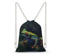 Rkklvbns Canvas Drawstring Tree Frog Backpack for Gym, Personalized Sport Pack Bags for Travel, Shopping, White, 30x40cm, Canvas Drawstring Backpack