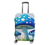 Rkklvbns Cartoon Blue Mushroom Luggage Cover for Travel, Washable Suitcase Protector for Home, Anti Scratch Luggage Covers with Zippers on Both Sides, Stretchable Outdoor Accessories, white, Small