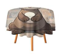 Rkklvbns Cartoon Cute Otter Tablecloth for Wedding, Washable Table Cloth for Restaurant, Round Polyester Table Cover 50x50in for Party, Waterproof Tablecloth for Banquet, Holiday Decor