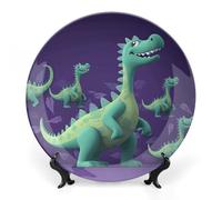 Rkklvbns Cartoon Dinosaur Decorative Plates 7inch Ceramic Dinner Plates Bone China Decorative Plate with Display Stand Dessert Plates for Home Office Wall Decoration