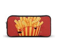 Rkklvbns Cartoon French Fries Large Pencil Case Portable Pencil Bag with Zipper Stationery Organizer Simple Storage Aesthetic Stationery for Office College Adult Use