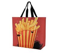 Rkklvbns Cartoon French Fries Women Tote Bag Shoulder Grocerie Bags Portable Storage Handbag Lightweight Durable for Work Travel Casual Bag