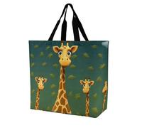Rkklvbns Cartoon Giraffe Women Tote Bag Shoulder Grocerie Bags Portable Storage Handbag Lightweight Durable for Work Travel Casual Bag