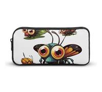 Rkklvbns Cartoon Insect Large Pencil Case Portable Pencil Bag with Zipper Stationery Organizer Simple Storage Aesthetic Stationery for Office College Adult Use