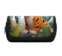 Rkklvbns Cartoon Tiger Pencil Case Double Large Capacity Pencil Box Durable Pen Bag with Zipper Multi-Slot Pen Pouch Stylish Office Storage Box