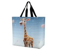 Rkklvbns Cartoons Giraffe Women Tote Bag Shoulder Grocerie Bags Portable Storage Handbag Lightweight Durable for Work Travel Casual Bag