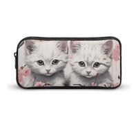 Rkklvbns Cat And Cherry Large Pencil Case Portable Pencil Bag with Zipper Stationery Organizer Simple Storage Aesthetic Stationery for Office College Adult Use