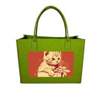 Rkklvbns Cat Lying on The Box Tote Bag for Unisex, Felt Shopping Case, Reusable Shoulder Bags with Handles, Handbag