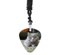 Rkklvbns Cat on Carpet Guitar Pick Holder Necklace for Women, Personalized Bass Pick Pendant for Men, Rock Music Picks Necklace with Chain for Party, Music Inspired Gift