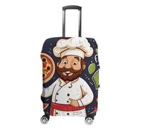 Rkklvbns Chef Pizza Luggage Cover for Travel, Washable Suitcase Protector for Home, Anti Scratch Luggage Covers with Zippers on Both Sides, Stretchable Outdoor Accessories, white, XL, Luggage Case