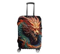 Rkklvbns Chinese Dragon Luggage Cover for Travel, Washable Suitcase Protector for Home, Anti Scratch Luggage Covers with Zippers on Both Sides, Stretchable Outdoor Accessories, white, M, Luggage Case