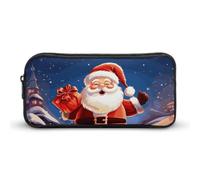 Rkklvbns Christmas Santa Claus Large Pencil Case Portable Pencil Bag with Zipper Stationery Organizer Simple Storage Aesthetic Stationery for Office College Adult Use