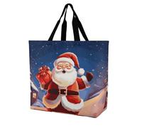 Rkklvbns Christmas Santa Claus Women Tote Bag Shoulder Grocerie Bags Portable Storage Handbag Lightweight Durable for Work Travel Casual Bag