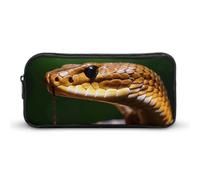 Rkklvbns Cobra Snake Large Pencil Case Portable Pencil Bag with Zipper Stationery Organizer Simple Storage Aesthetic Stationery for Office College Adult Use