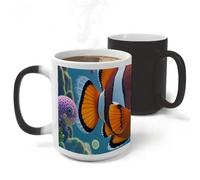 Rkklvbns Color Changing Cartoon Clown Fish Coffee Mug for Office, Ceramic Magic Mugs with Handle, Personalized Novelty Cup for Home, Party, Funny Tea Cups for Birthday Gift, 11 Oz