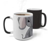 Rkklvbns Color Changing Cute Cartoon Elephant Coffee Mug for Office, Ceramic Magic Mugs with Handle, Personalized Novelty Cup for Home, Party, Funny Tea Cups for Birthday Gift, 11 Oz