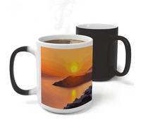 Rkklvbns Color Changing Greece Island Sunset Landscape Coffee Mug for Office, Ceramic Magic Mugs with Handle, Personalized Novelty Cup for Home, Party, Funny Tea Cups for Birthday Gift, 11 Oz