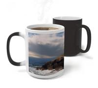 Rkklvbns Color Changing Sea Lighthouse Coffee Mug for Office, Ceramic Magic Mugs with Handle, Personalized Novelty Cup for Home, Party, Funny Tea Cups for Birthday Gift, 11 Oz