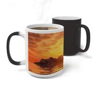 Rkklvbns Color Changing Sea Lighthouse in Sunset Coffee Mug for Office, Ceramic Magic Mugs with Handle, Personalized Novelty Cup for Home, Party, Funny Tea Cups for Birthday Gift, 11 Oz