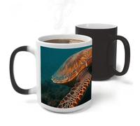 Rkklvbns Color Changing Sea Turtle Swimming Coffee Mug for Office, Ceramic Magic Mugs with Handle, Personalized Novelty Cup for Home, Party, Funny Tea Cups for Birthday Gift, 11 Oz